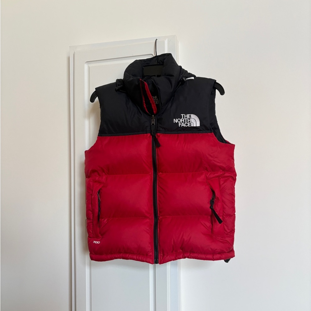 The North Face Red and Black Puffer 1996 Retro Nuptse Vest